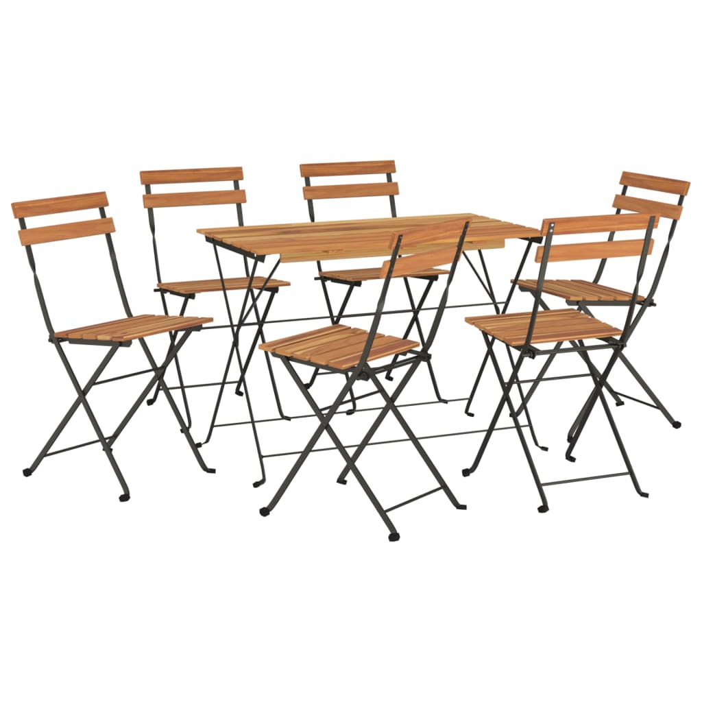 vidaXL 5 Piece Folding Bistro Set Solid Wood Acacia and Steel - Bistro Sets from vidaXL