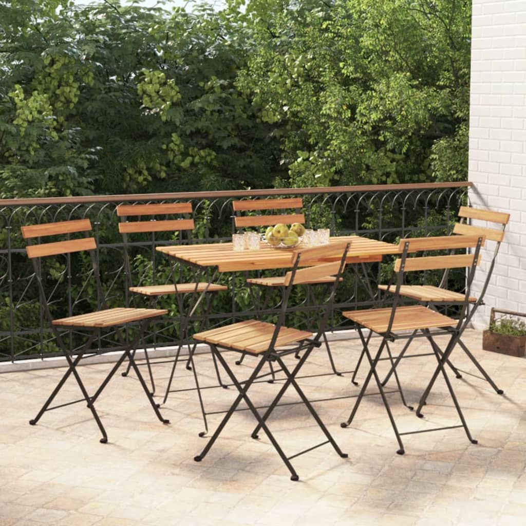 vidaXL 5 Piece Folding Bistro Set Solid Wood Acacia and Steel - Bistro Sets from vidaXL