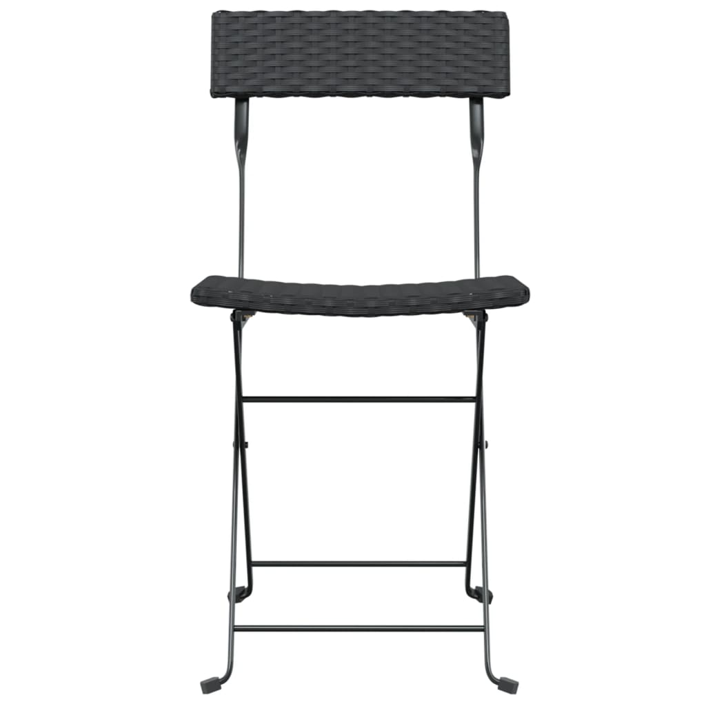 vidaXL Folding Bistro Chairs 2 pcs Black Poly Rattan and Steel - Bistro Sets from vidaXL