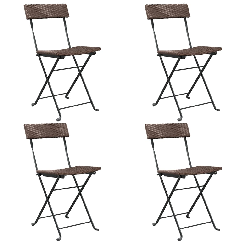 vidaXL Folding Bistro Chairs 2 pcs Black Poly Rattan and Steel - Bistro Sets from vidaXL