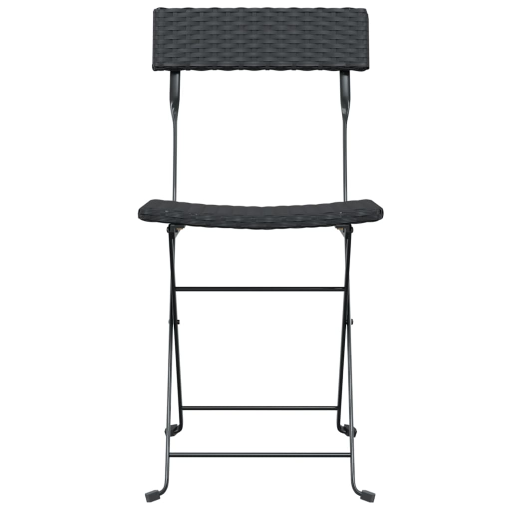 vidaXL Folding Bistro Chairs 2 pcs Black Poly Rattan and Steel - Bistro Sets from vidaXL
