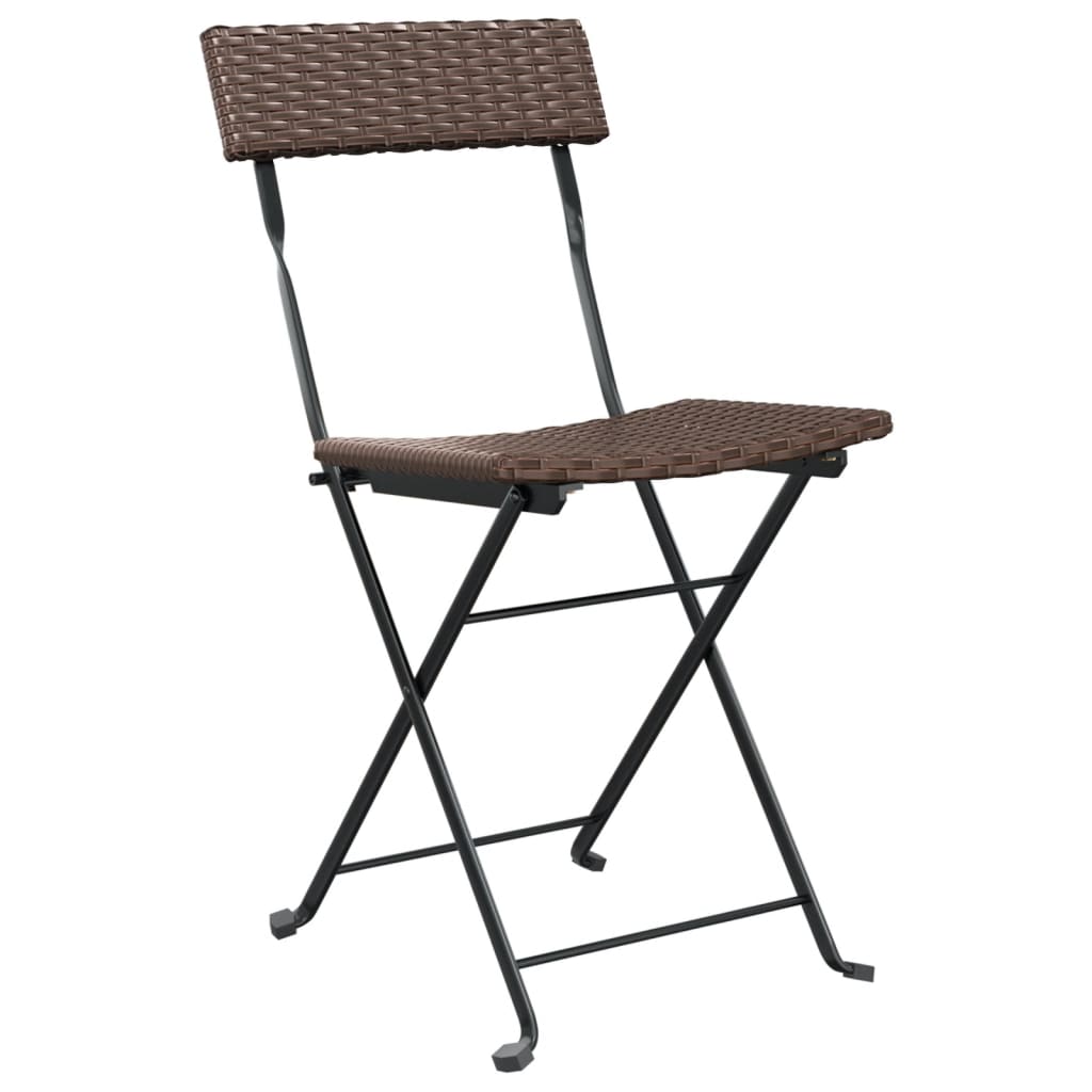 vidaXL Folding Bistro Chairs 2 pcs Black Poly Rattan and Steel - Bistro Sets from vidaXL