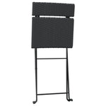 vidaXL Folding Bistro Chairs 2 pcs Black Poly Rattan and Steel - Bistro Sets from vidaXL