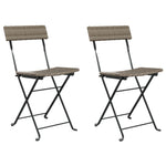 vidaXL Folding Bistro Chairs 2 pcs Black Poly Rattan and Steel - Bistro Sets from vidaXL