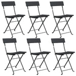 vidaXL Folding Bistro Chairs 2 pcs Black Poly Rattan and Steel - Bistro Sets from vidaXL