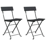 vidaXL Folding Bistro Chairs 2 pcs Black Poly Rattan and Steel - Bistro Sets from vidaXL
