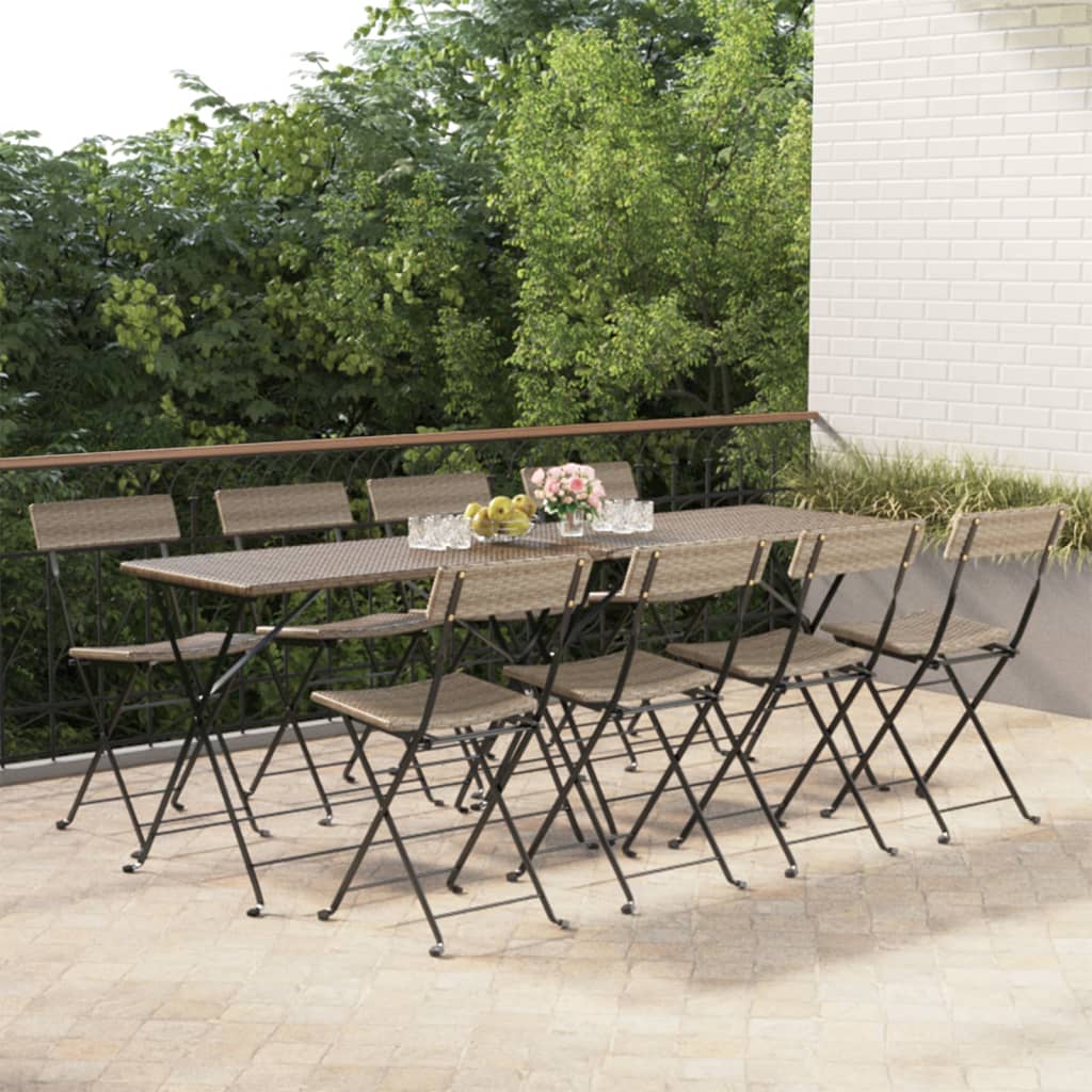 vidaXL Folding Bistro Chairs 2 pcs Black Poly Rattan and Steel - Bistro Sets from vidaXL