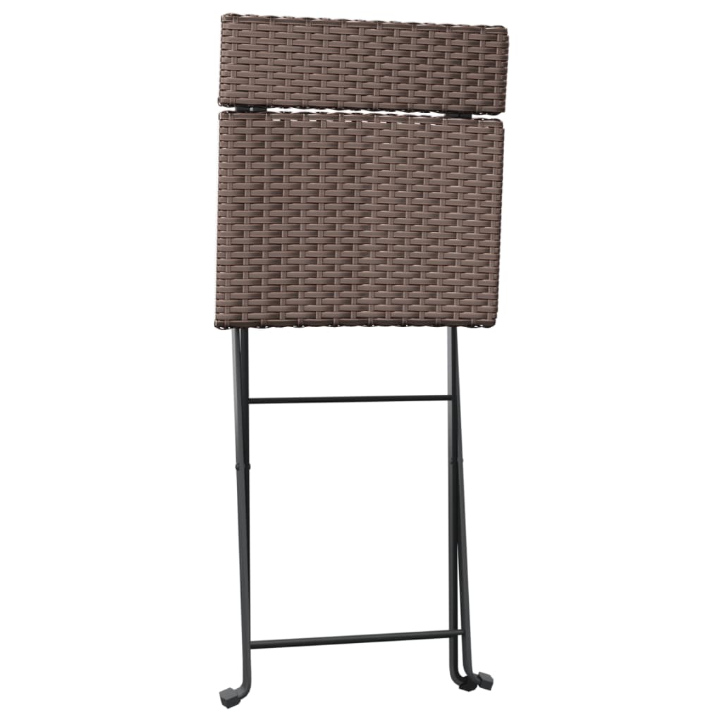 vidaXL Folding Bistro Chairs 2 pcs Black Poly Rattan and Steel - Bistro Sets from vidaXL