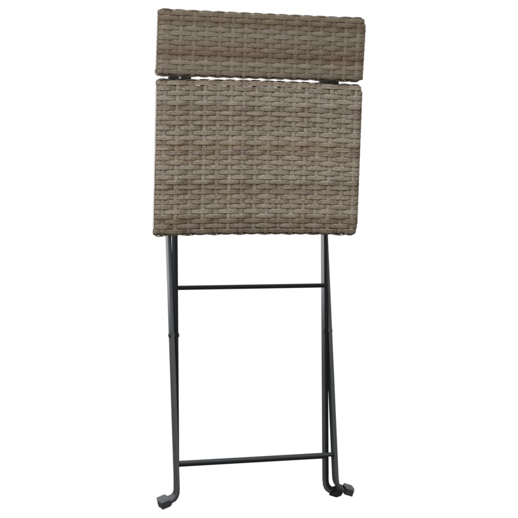 vidaXL Folding Bistro Chairs 2 pcs Black Poly Rattan and Steel - Bistro Sets from vidaXL