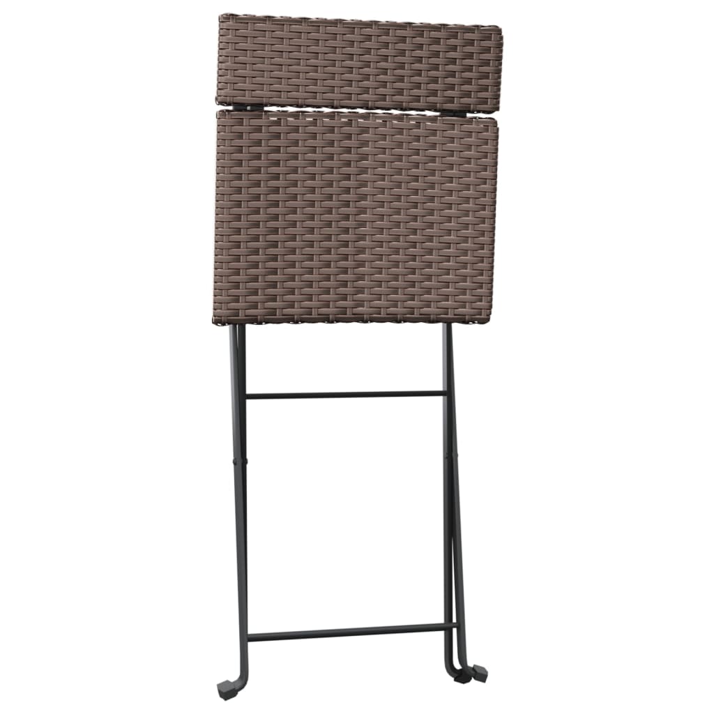 vidaXL Folding Bistro Chairs 2 pcs Black Poly Rattan and Steel - Bistro Sets from vidaXL