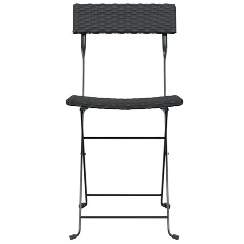 vidaXL Folding Bistro Chairs 2 pcs Black Poly Rattan and Steel - Bistro Sets from vidaXL