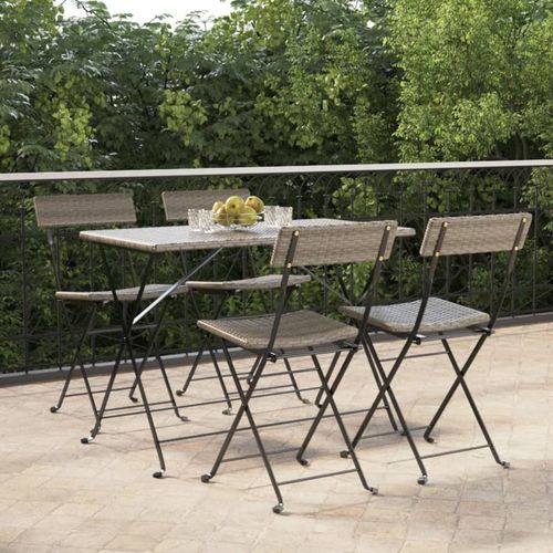 vidaXL Folding Bistro Chairs 2 pcs Black Poly Rattan and Steel - Bistro Sets from vidaXL
