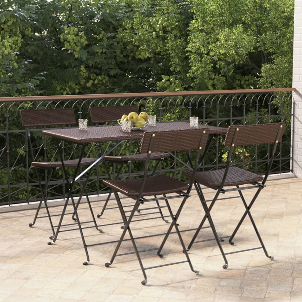 vidaXL Folding Bistro Chairs 2 pcs Black Poly Rattan and Steel - Bistro Sets from vidaXL