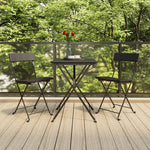 vidaXL Folding Bistro Chairs 2 pcs Black Poly Rattan and Steel - Bistro Sets from vidaXL