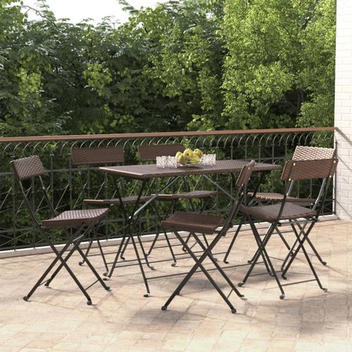 vidaXL Folding Bistro Chairs 2 pcs Black Poly Rattan and Steel - Bistro Sets from vidaXL