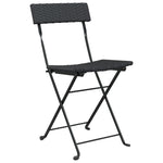 vidaXL Folding Bistro Chairs 2 pcs Black Poly Rattan and Steel - Bistro Sets from vidaXL