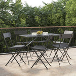 vidaXL Folding Bistro Chairs 2 pcs Black Poly Rattan and Steel - Bistro Sets from vidaXL