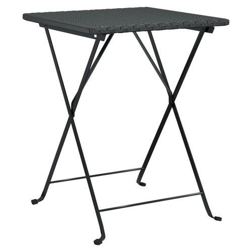 vidaXL 3 Piece Folding Bistro Set Black Poly Rattan - Bistro Sets from vidaXL