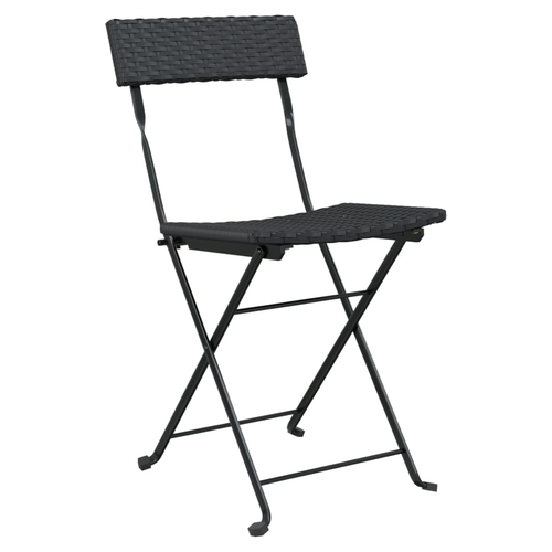 vidaXL 3 Piece Folding Bistro Set Black Poly Rattan - Bistro Sets from vidaXL