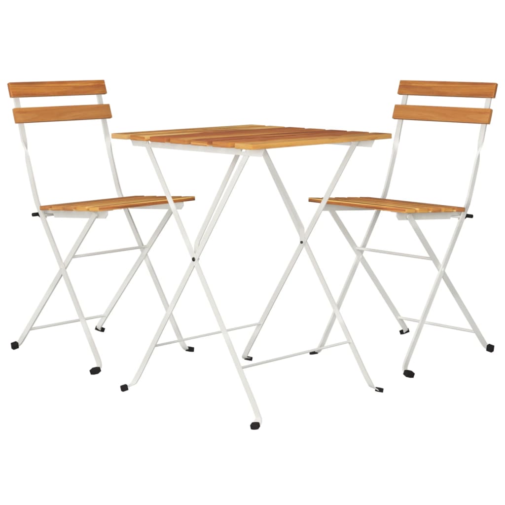 vidaXL 3 Piece Folding Bistro Set Solid Wood Acacia and Steel - Bistro Sets from vidaXL