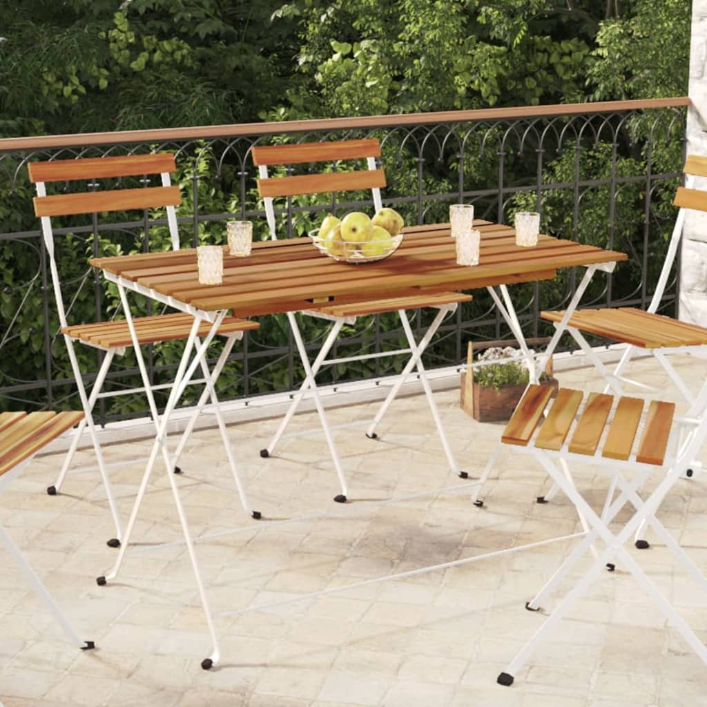 vidaXL Folding Bistro Table 100x54x71 cm Solid Wood Acacia and Steel - Bistro Sets from vidaXL
