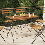 vidaXL Folding Bistro Table 100x54x71 cm Solid Wood Acacia and Steel - Bistro Sets from vidaXL