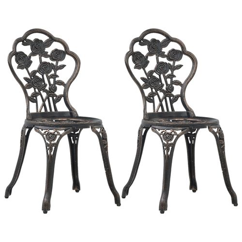 vidaXL Bistro Chairs 2 pcs Bronze Cast Aluminium - Bistro Sets from vidaXL