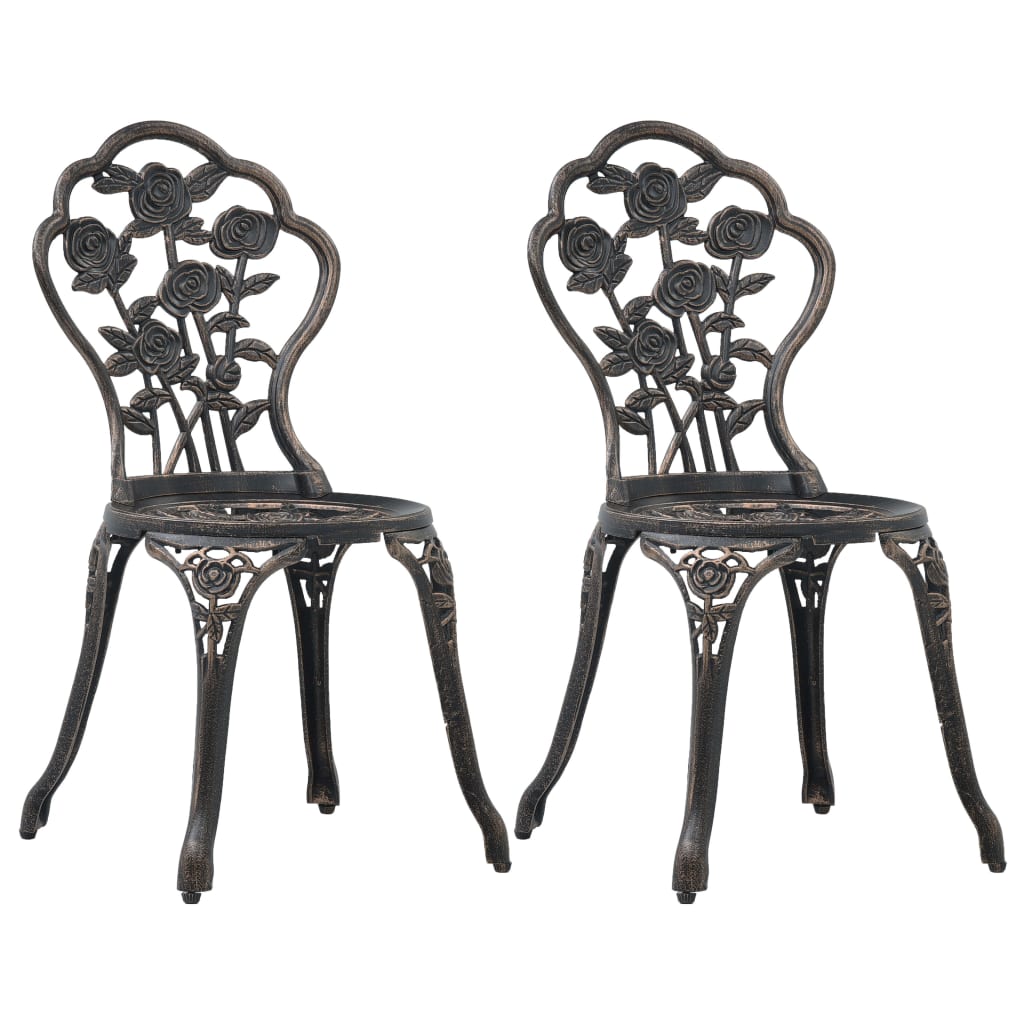 vidaXL Bistro Chairs 2 pcs Bronze Cast Aluminium - Bistro Sets from vidaXL