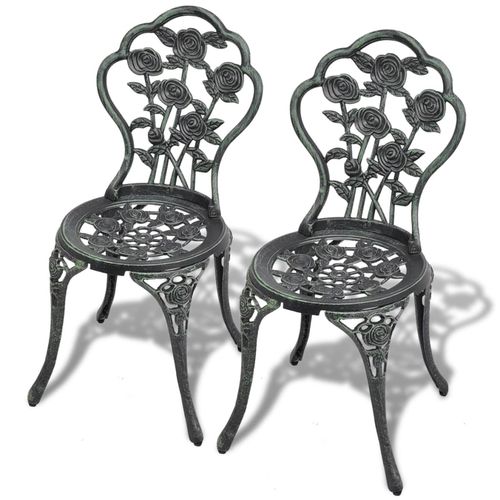 vidaXL Bistro Chairs 2 pcs Bronze Cast Aluminium - Bistro Sets from vidaXL