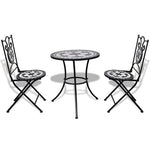 3 Piece Bistro Set Ceramic Tile Black and White - Bistro Sets from vidaXL