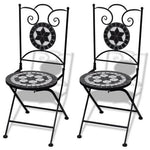 3 Piece Bistro Set Ceramic Tile Black and White - Bistro Sets from vidaXL