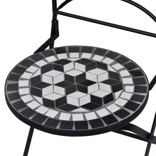 3 Piece Bistro Set Ceramic Tile Black and White - Bistro Sets from vidaXL