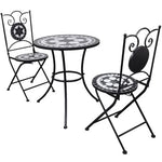 3 Piece Bistro Set Ceramic Tile Black and White - Bistro Sets from vidaXL