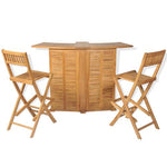 3 Piece Bistro Set with Folding Chairs Solid Teak Wood - Bistro Sets from vidaXL