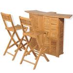 3 Piece Bistro Set with Folding Chairs Solid Teak Wood - Bistro Sets from vidaXL