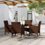 5 Piece Garden Bistro Set Poly Rattan and Tempered Glass Brown - Bistro Sets from vidaXL