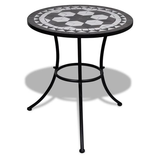 Bistro Table Black and White 60 cm Mosaic - Bistro Sets from vidaXL