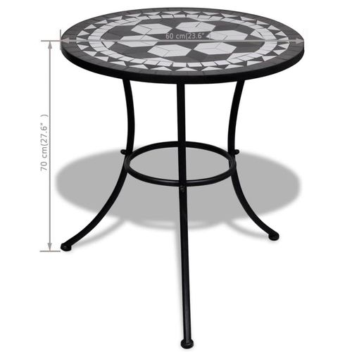 Bistro Table Black and White 60 cm Mosaic - Bistro Sets from vidaXL