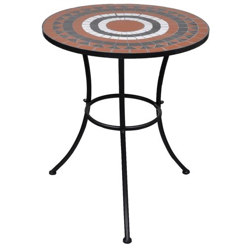 Bistro Table Terracotta and White 60 cm Mosaic - Bistro Sets from vidaXL