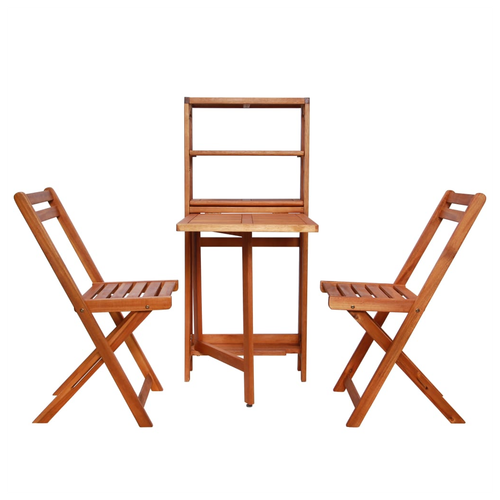 vidaXL 3 Piece Folding Bistro Set Solid Acacia Wood - Bistro Sets from vidaXL