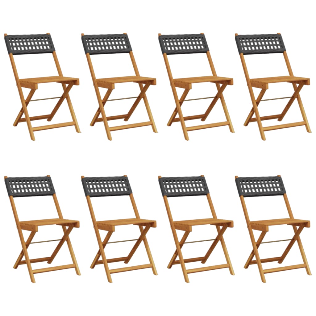 vidaXL Bistro Chairs 2 pcs Black Solid Wood Acacia and Poly Rattan - Bistro Sets from vidaXL