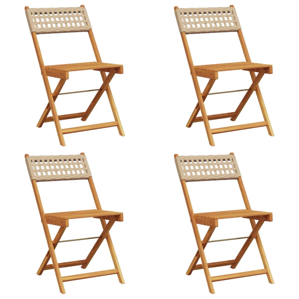 vidaXL Bistro Chairs 2 pcs Black Solid Wood Acacia and Poly Rattan - Bistro Sets from vidaXL