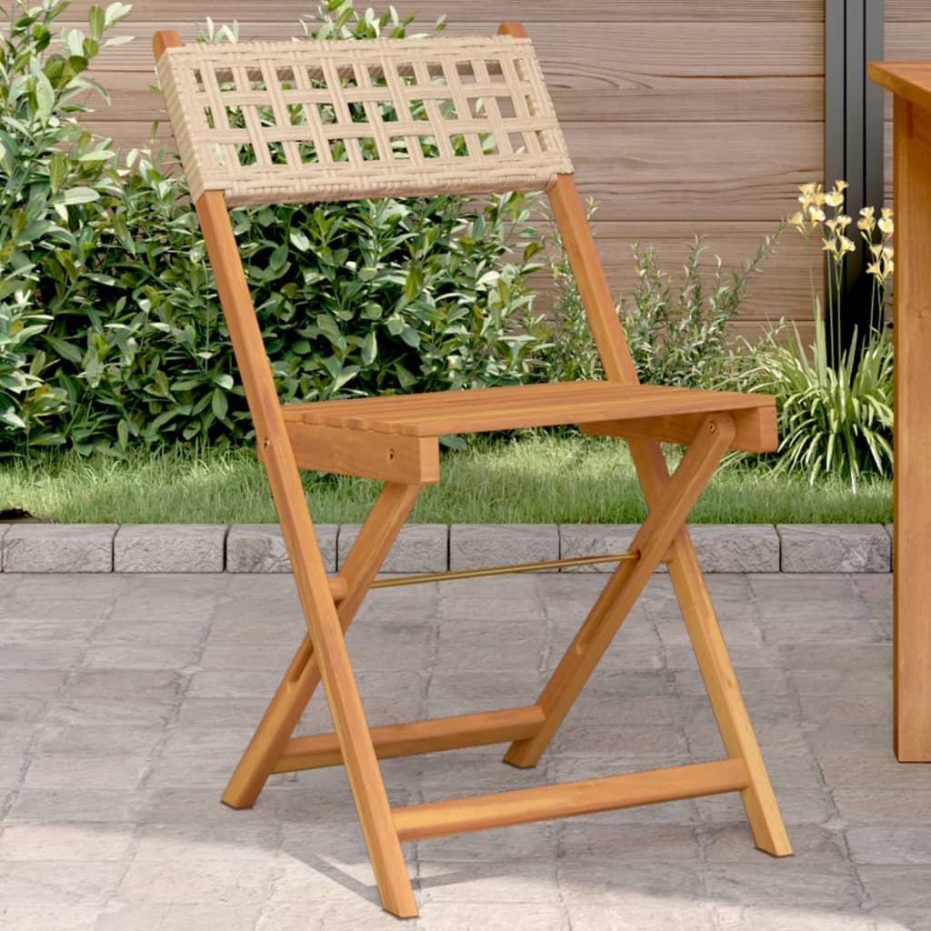 vidaXL Bistro Chairs 2 pcs Black Solid Wood Acacia and Poly Rattan - Bistro Sets from vidaXL