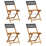 vidaXL Bistro Chairs 2 pcs Black Solid Wood Acacia and Poly Rattan - Bistro Sets from vidaXL