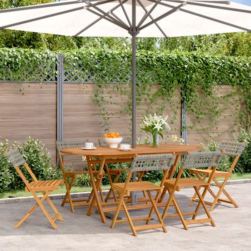 vidaXL Bistro Chairs 2 pcs Black Solid Wood Acacia and Poly Rattan - Bistro Sets from vidaXL