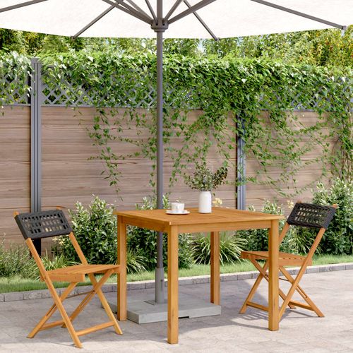 vidaXL Bistro Chairs 2 pcs Black Solid Wood Acacia and Poly Rattan - Bistro Sets from vidaXL