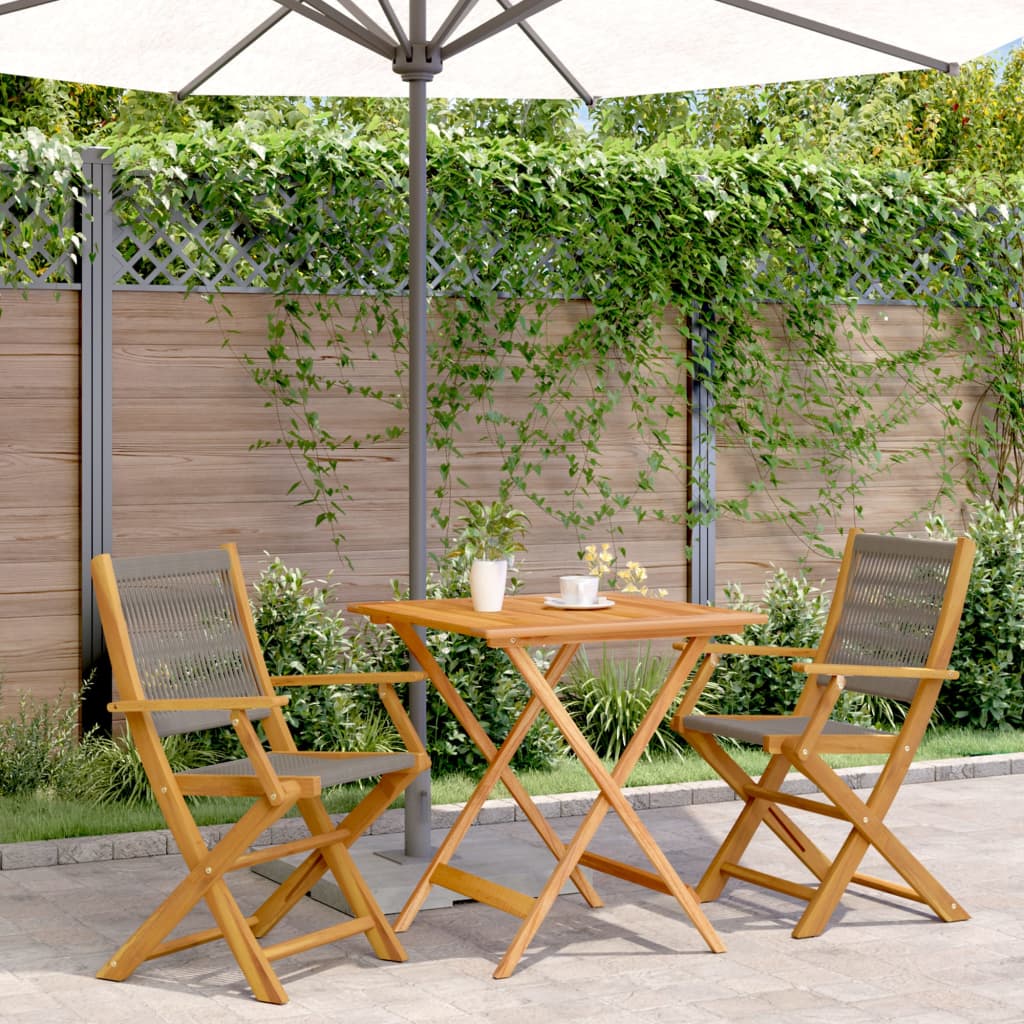 vidaXL 3 Piece Bistro Set Black Polypropylene and Solid Wood - Bistro Sets from vidaXL