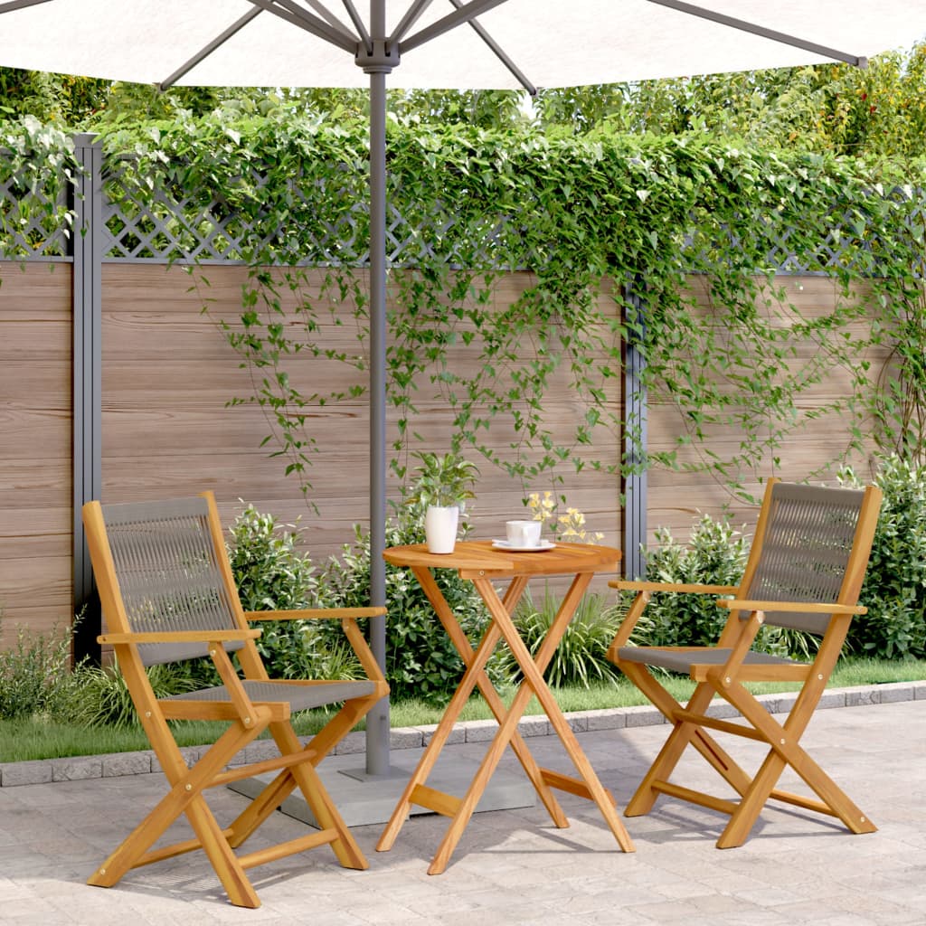 vidaXL 3 Piece Bistro Set Black Polypropylene and Solid Wood - Bistro Sets from vidaXL