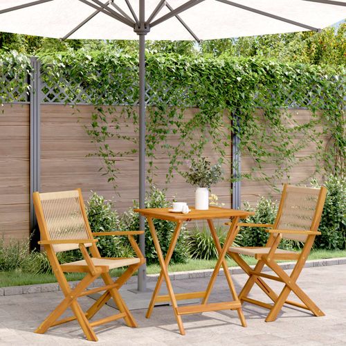 vidaXL 3 Piece Bistro Set Black Polypropylene and Solid Wood - Bistro Sets from vidaXL