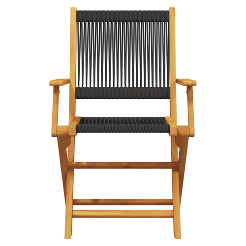 vidaXL 3 Piece Bistro Set Black Polypropylene and Solid Wood - Bistro Sets from vidaXL